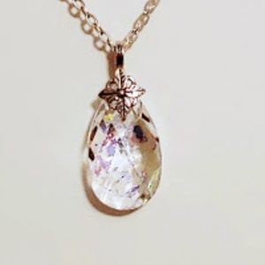 Crystal White Patina Pendant Necklace